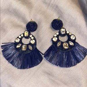 Navy and rhinestone earrings